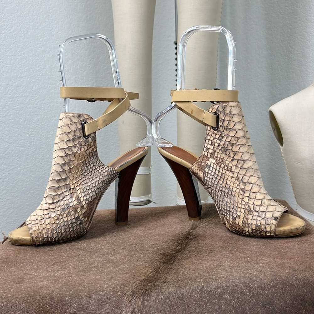 Devi Kroell Python High Heel Mule Cutout Slingbac… - image 6